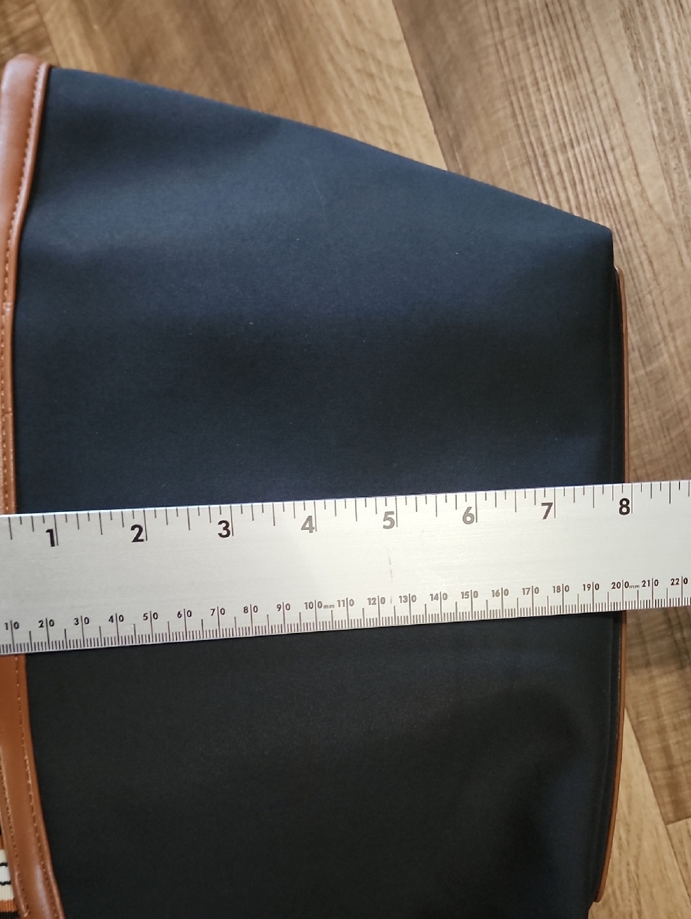 Tuckernuck Black & Brown Striped Handle Small Tote Bag Structured Classic - Picture 7 of 7